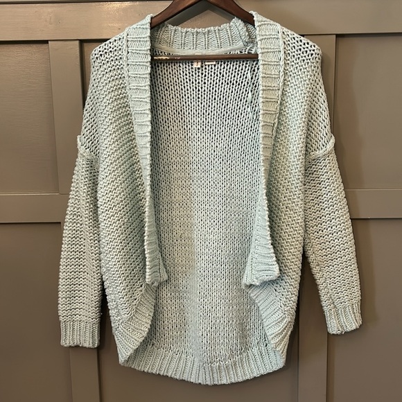 Anthropologie Moth Cardigan Sweater Open Front Dolman Sleeve Cotton Mint Size XS - Picture 1 of 6